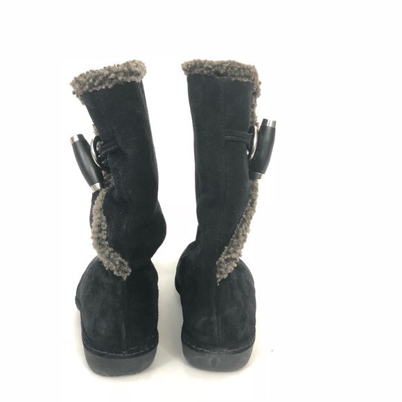 Stuart Wietzman Black Suede Boots With Faux Fur 9N - Picture 5 of 7